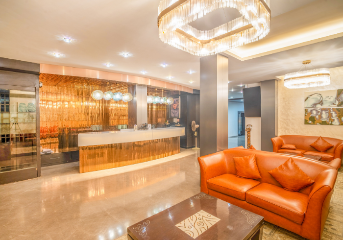 Lobby and reception of Hotel Varun, top rated hotel in Guna city