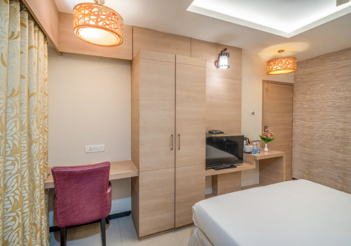 Deluxe room wardrobe and study desk