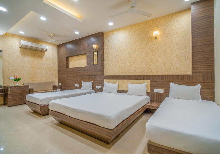 Family room with three beds