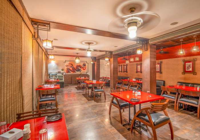 Ladies' get-together space with warm lighting